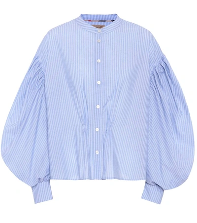 Burberry Striped Cotton Shirt In Hydraegea Llue