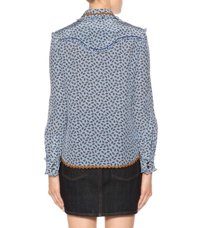 Shop Coach Printed Silk Shirt In Llue Multicolor