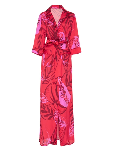 Shop Borgo De Nor Maria Floral-print Satin Robe Dress