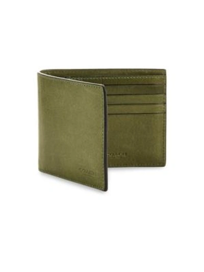 Coach Leather Bi-fold Wallet In Moss
