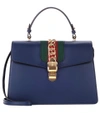 GUCCI SYLVIE EMBELLISHED LEATHER TOTE,P00268041
