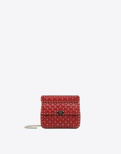 Shop Valentino Garavani Rockstud Spike Medium Chain Bag In  Red