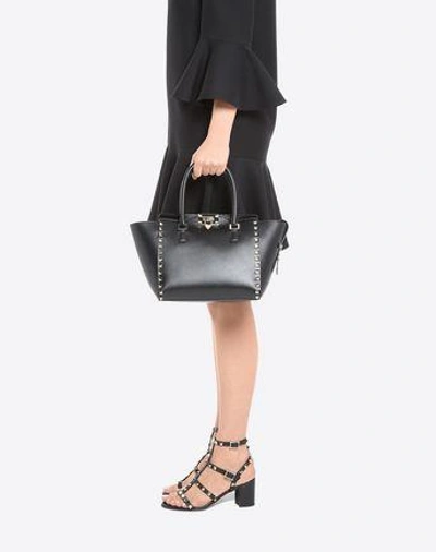 Shop Valentino Garavani Small Rockstud Top-handle Bag Women Black 100% Calfskin Onesize