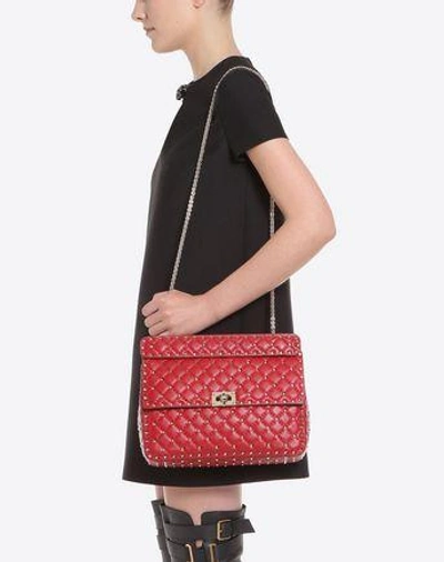Shop Valentino Garavani Rockstud Spike Chain Bag In Red