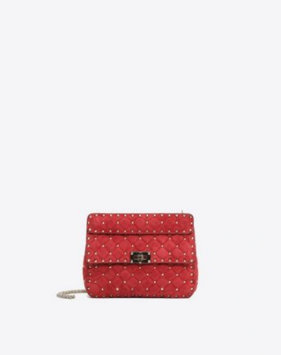 Shop Valentino Garavani Medium Rockstud Spike Chain Bag In Red