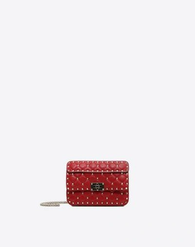 Valentino Garavani Small Rockstud Spike Nappa Leather Bag In Rosso Valentino