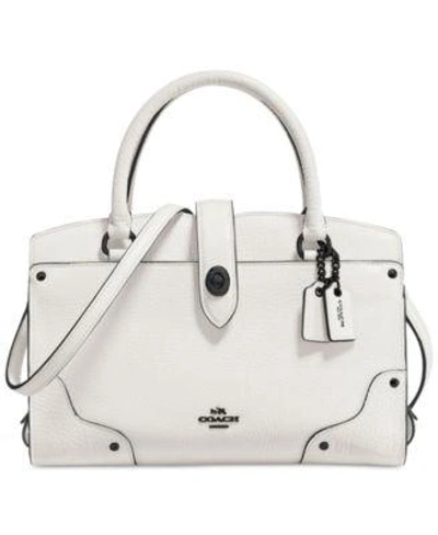 Shop Coach Mercer Satchel 24 In Grain Leather In Matte Black/chalk