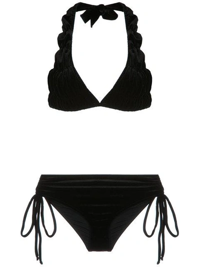Shop Adriana Degreas Velvet Bikini Set In Black