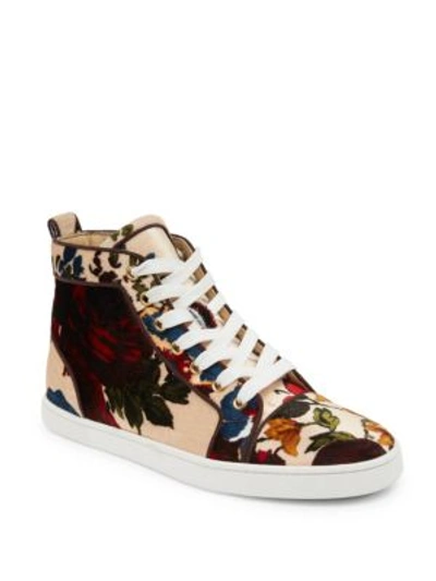 Christian Louboutin Classique Bip Bip Orlato Floral High-top Trainers In Beige