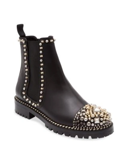 Shop Christian Louboutin Chasse A Clou Studded Cap Toe Chelsea Booties In Black