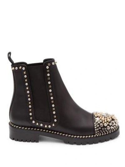 Shop Christian Louboutin Chasse A Clou Studded Cap Toe Chelsea Booties In Black