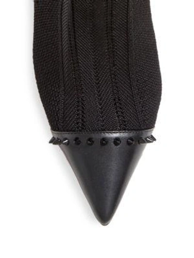 Shop Christian Louboutin Dovi Dova 100 Spiked Cap Toe Knit Mesh Booties In Black