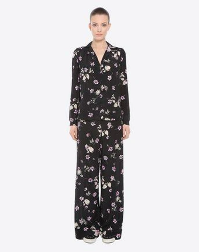 Shop Valentino Printed Crepe De Chine Pajama Shirt In Black