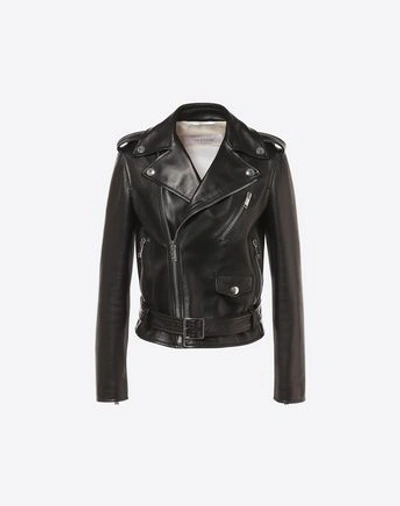 Valentino Rockstud Untitled Leather Jacket In Black