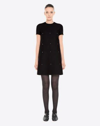 Shop Valentino Crepe Couture Scalloped Dress In Black