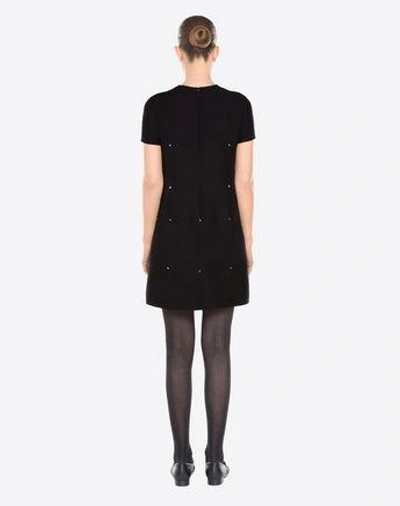Shop Valentino Crepe Couture Scalloped Dress In Black