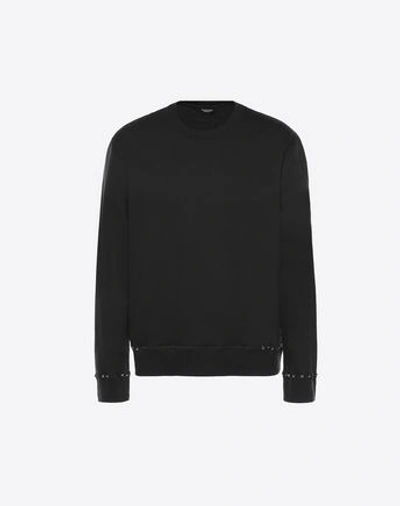 Shop Valentino Uomo Rockstud Untitled Jersey Sweatshirt In Black