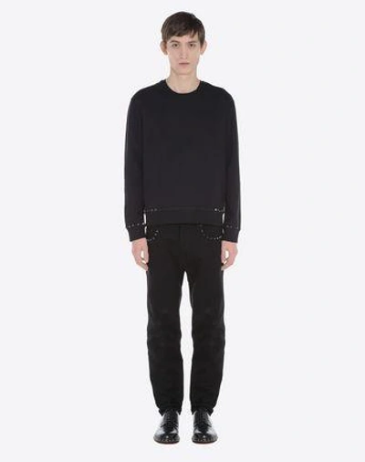 Shop Valentino Uomo Rockstud Untitled Jersey Sweatshirt In Black