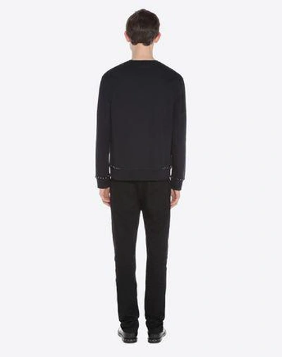 Shop Valentino Uomo Rockstud Untitled Jersey Sweatshirt In Black