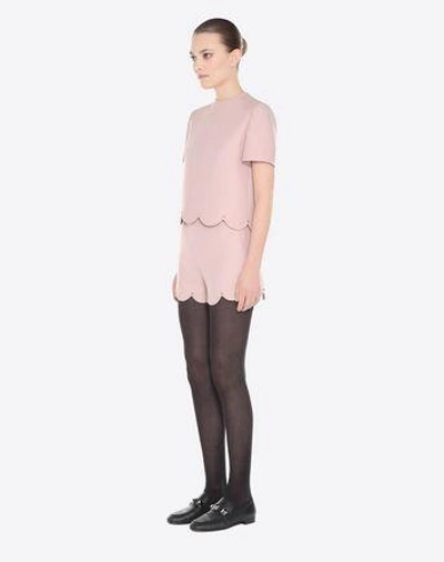 Shop Valentino Crepe Couture Scalloped Shorts In Pink