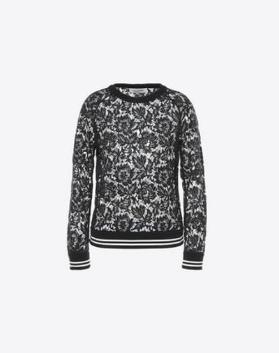 Shop Valentino Heavy Lace Sweatshirt In Black