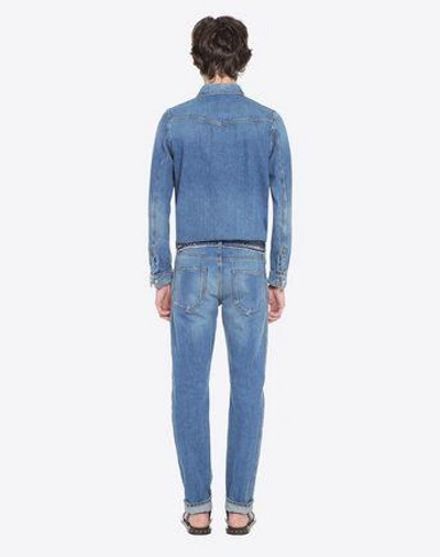 Shop Valentino Rockstud Untitled Denim Shirt Man Blue  50