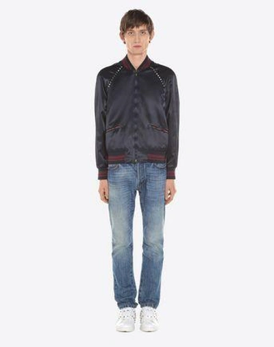 Shop Valentino Uomo Rockstud Untitled Souvenir Man Navy Viscose 62%, Cotton 38% 54