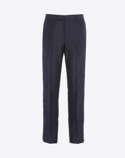 Valentino Contrasting Side Band Pants In Dark Blue