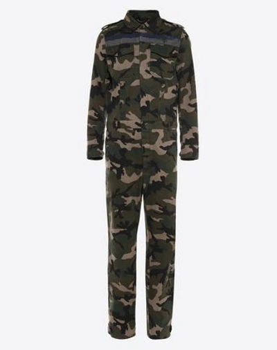 Valentino Id Camouflage Jumpsuit In Military Green