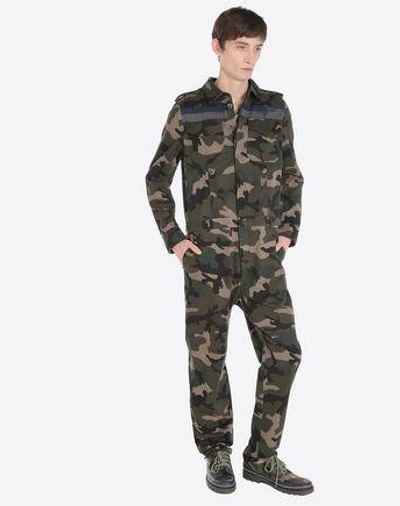 Shop Valentino Id Camouflage Jumpsuit In Military Green