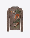 VALENTINO CUBAN BOXES EMBROIDERED LINEN SWEATER