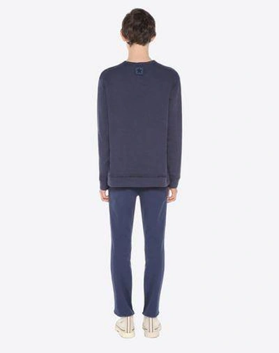 Shop Valentino Sweatshirt With Embroidered Military Patch In Dark Blue
