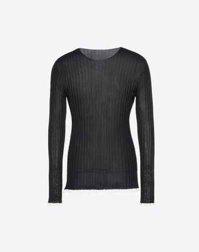 Valentino Unfinished Viscose Sweater In Black