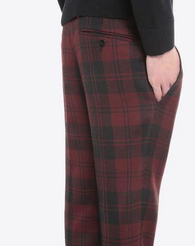 Shop Valentino Overdyed Check Pants Man Maroon Virgin Wool 100% 52