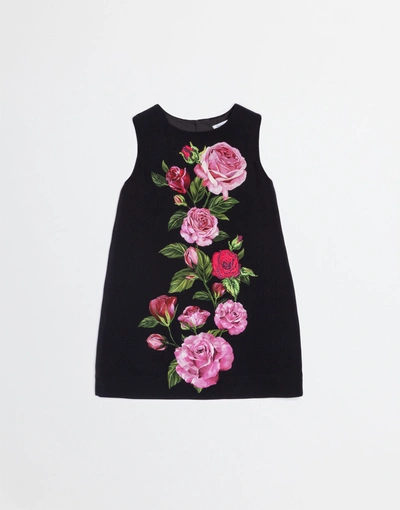 Dolce & Gabbana A-line Dress In Printed Cady With Patch