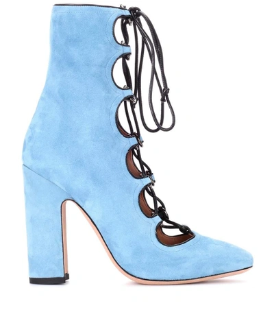 Shop Valentino Suede Ankle Boots In Blue