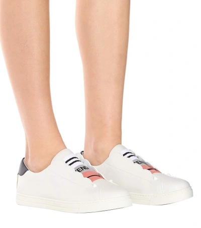 Shop Fendi Leather Slip-on Sneakers In White