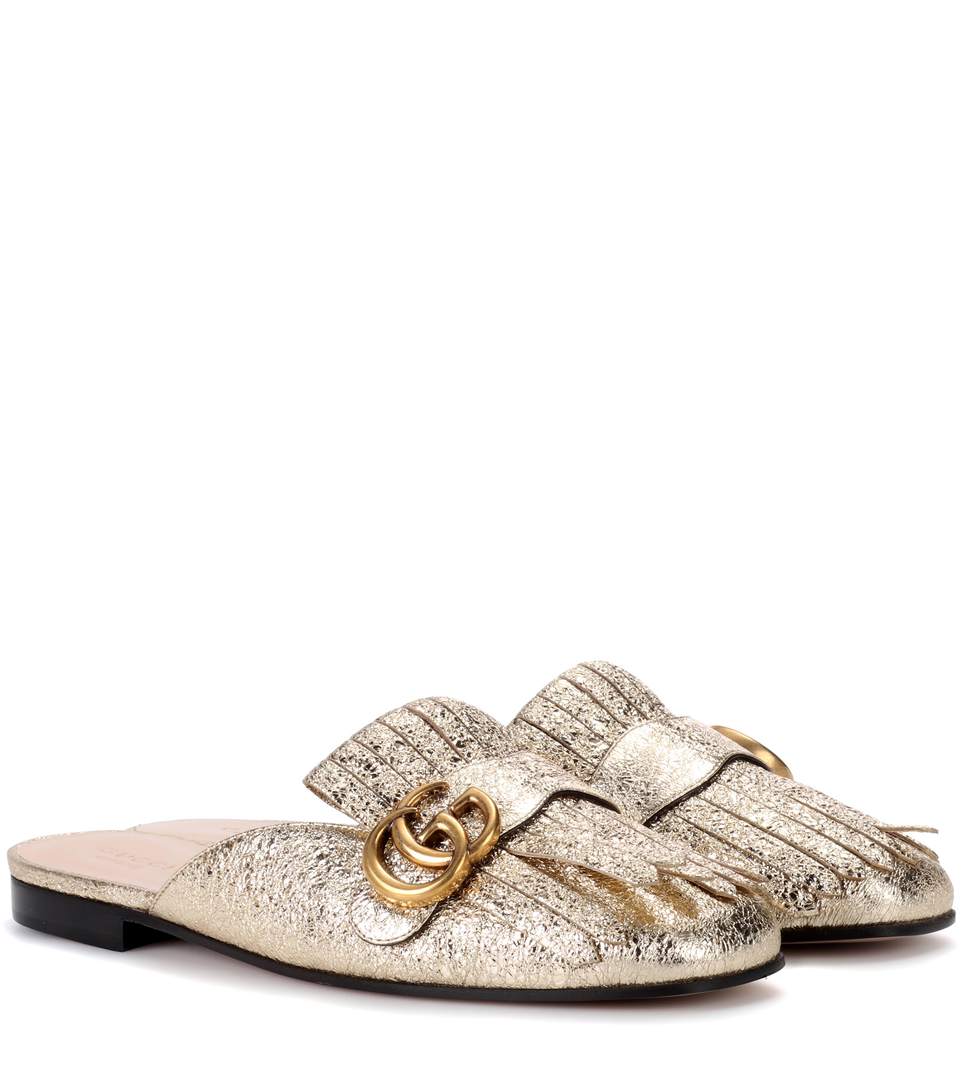 gucci slippers gold