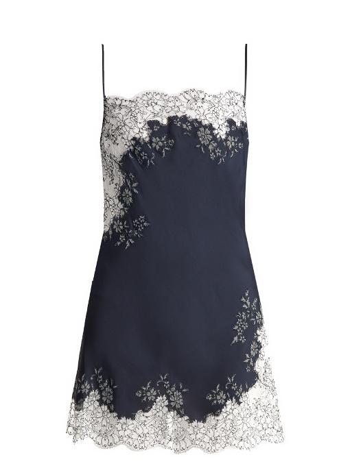 navy satin cami dress