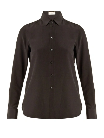 Saint Laurent Silk-georgette Shirt In Black
