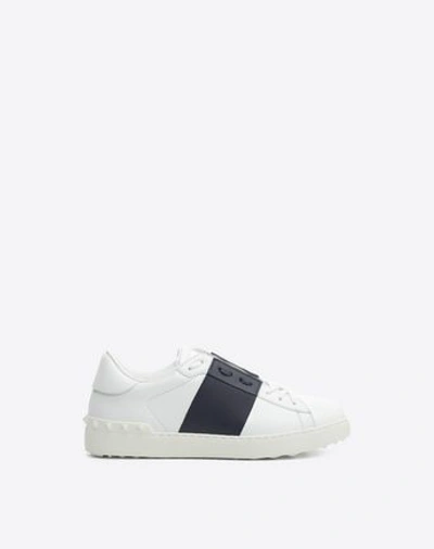 Valentino Garavani Open Leather Sneakers With Contrast Band And Stud Details Shoes In White