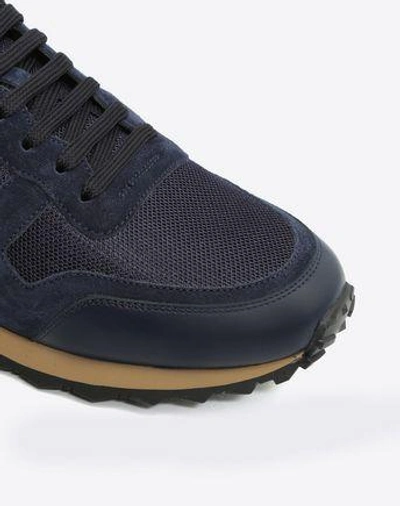 Shop Valentino Garavani Uomo Fabric Rockrunner Sneaker In Dark Blue
