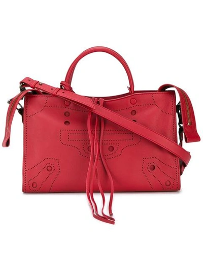 Balenciaga Blackout City Small Leather Bag In Red
