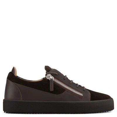 Giuseppe Zanotti - Brown Suede And Calfskin Leather Sneaker Frankie