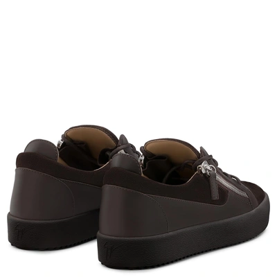 Shop Giuseppe Zanotti - Brown Suede And Calfskin Leather Sneaker Frankie