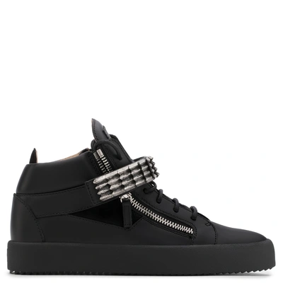 Shop Giuseppe Zanotti - Black Suede And Calfskin Leather Sneaker Stan