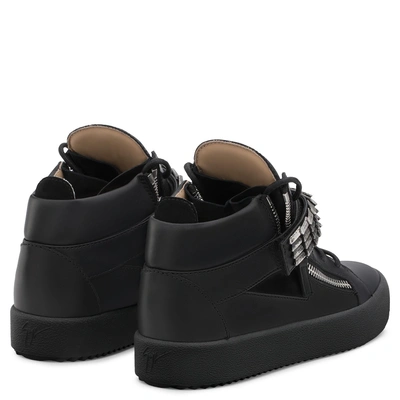 Shop Giuseppe Zanotti - Black Suede And Calfskin Leather Sneaker Stan