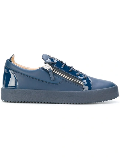 Udråbstegn Væve Lav en seng Giuseppe Zanotti Blue Leather Low Sneakers | ModeSens
