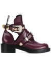 Balenciaga Apron Buckle Boots With Cut-out Detailing In Burgundy