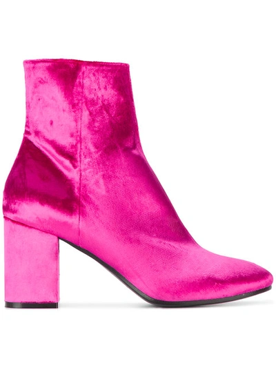 Balenciaga Pink Velvet Ville 85 Boots In Pink/purple